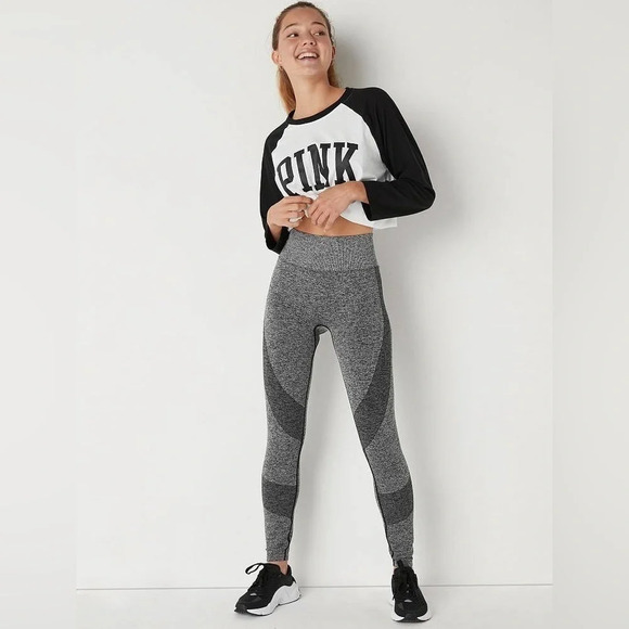 VICTORIAS SECRET PINK Seamless High Rise Gray Athletic Leggings Size Medium - Picture 1 of 8
